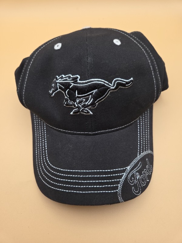 black ford mustang hat strapback men’s checkered flag sports horse muscle car