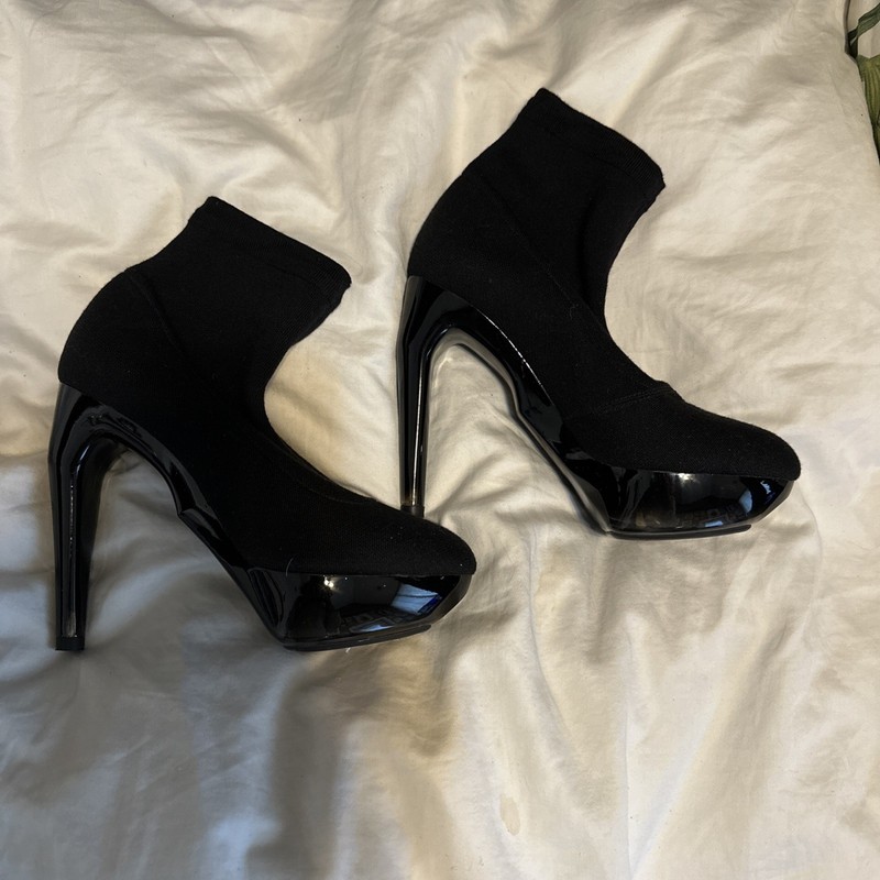 Jil Sander BLACK CLOTH Platform Booties Ankle Boots 36.0 6.0