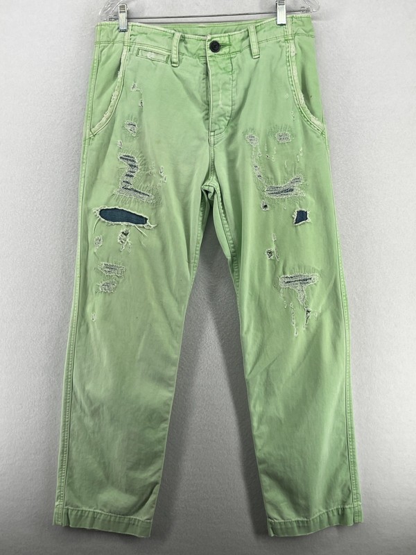 TRUE RELIGION Jeans Men 31 Roman Phoenix Distressed Patchwork Denim Cotton Green