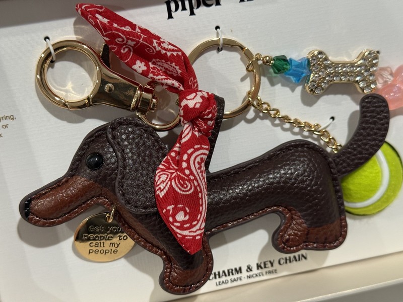 Piper K Dachshund Bag Charm & Keychain Bone~Tennis Ball Gift Set - New in Box gallery