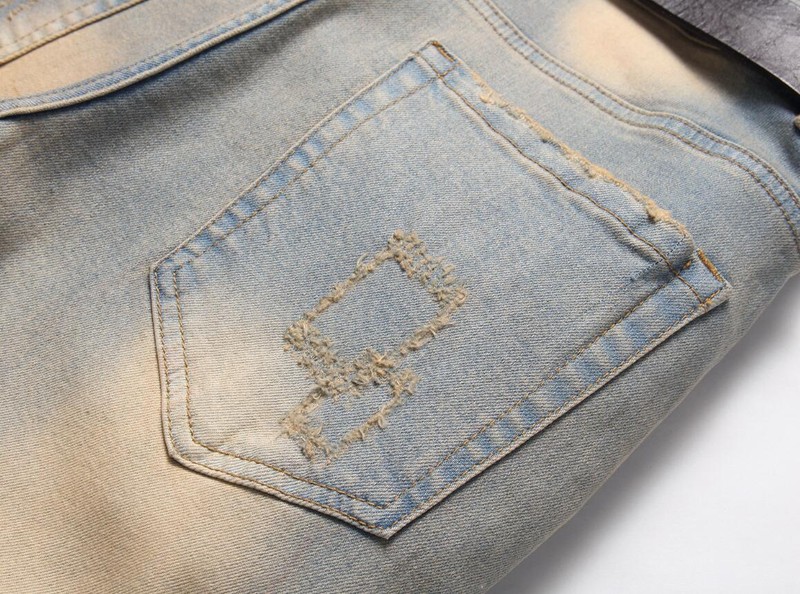 Mens Straight Leg Retro Blue Stars Decor Stretch Jeans Denim Pants Trousers Punk gallery