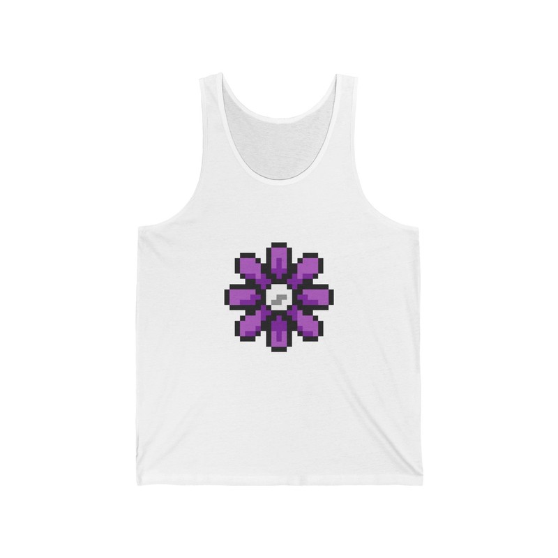 Unisex Jersey Tank Cute 8-Bit Retro Pixel Art Purple Petal Flower Design