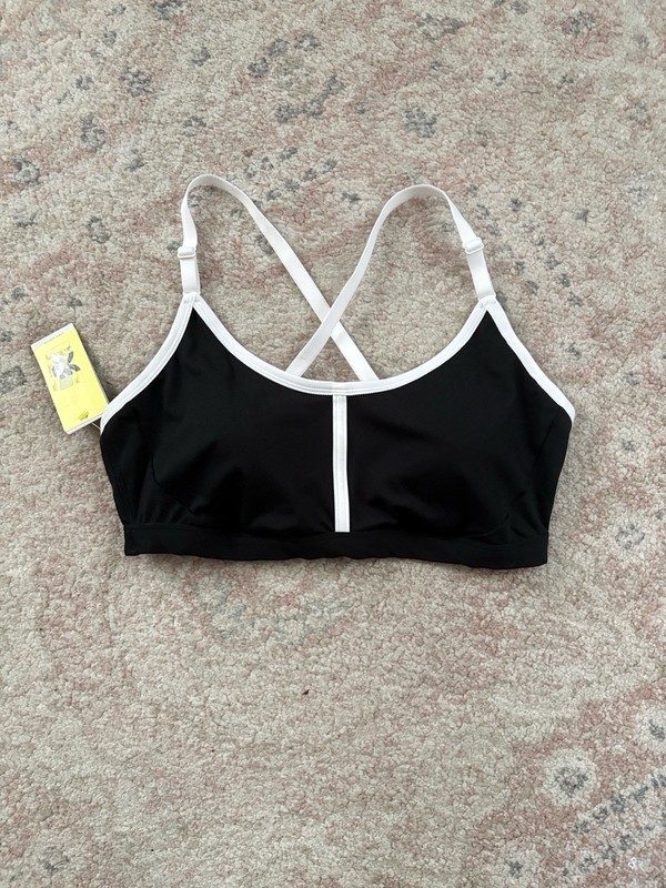 All in Motion Simplicity Light Support Crossback Sports Bra XL Black/White