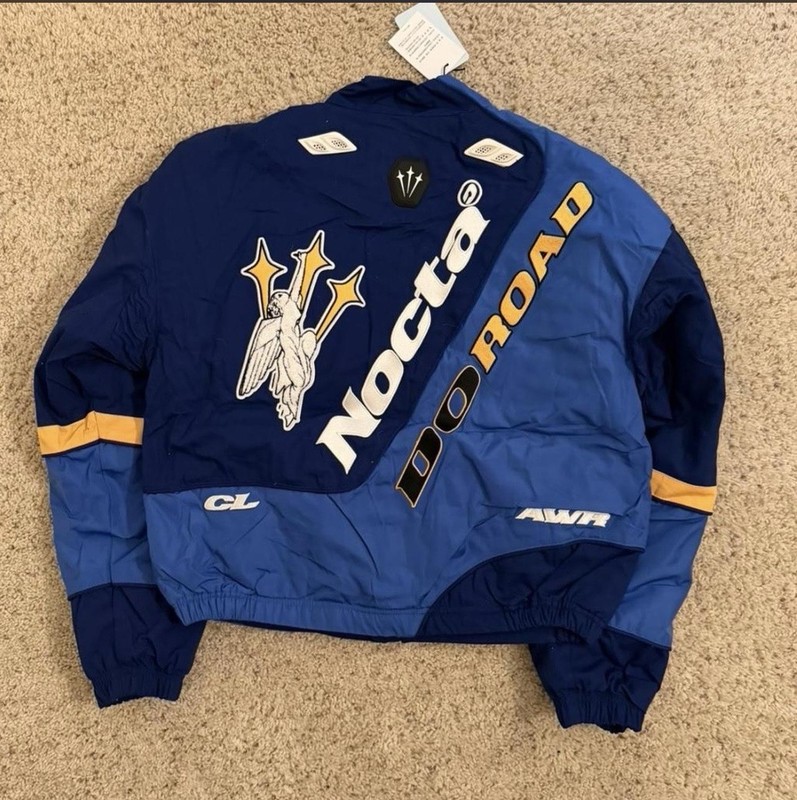 Nike NOCTA Racing Bomber Jacket Blue Yellow Embroidered Colorblock Men's — SMALL gallery