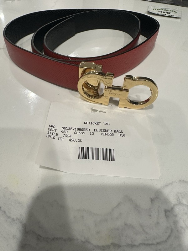 NEW ADJUSTABLE REVERSIBLE CALFSKIN LEATHER MENS SALVATORE FERRAGAMO BELT