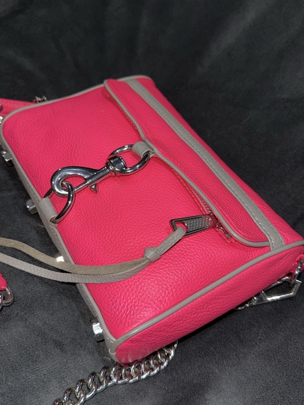 Rebecca Minkoff Mini MAC Convertible Crossbody Bag Neon HOT Pink Leather Rare gallery