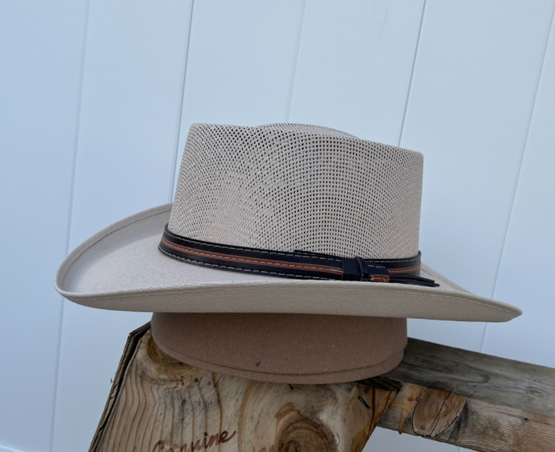 SAND COLOR MEN'S PANAMA STYLE SUMMER HAT LIGHT WEIGHT BEACH OR GOLF STYLE HAT gallery