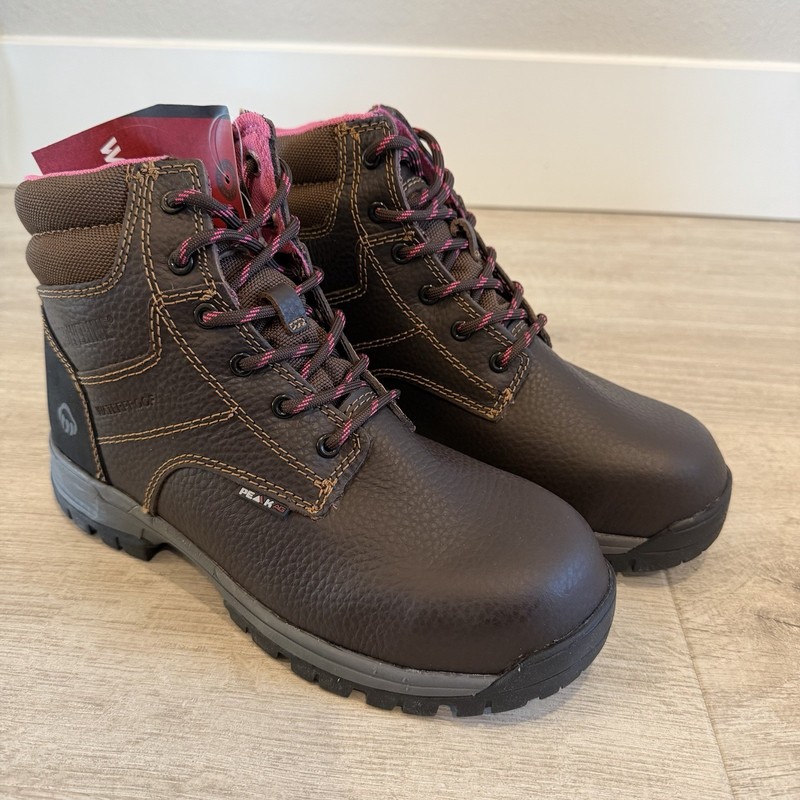 Wolverine Piper Waterproof 6″ Comp Toe Work Boot, Brown Women’s Size 7.5W W10180