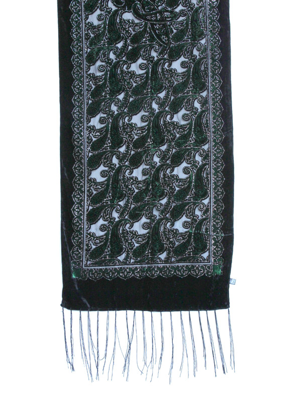 Elegant Black & Emerald Green Color Flower Silk Burnout Velvet Shawl Scarf Wrap gallery