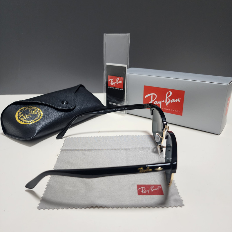 Ray-Ban RB3016 Sunglasses Clubmaster Classic Black Frame Glass Gray Lens 51 mm gallery