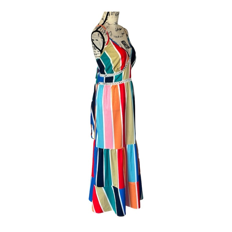 🌈 Rainbow Stripe Tier Maxi Dress 1XL🌈 gallery