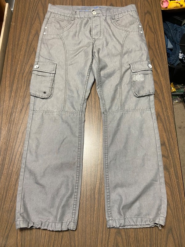 Enzo Mens Cargo Combat Jeans Button Fly gray Washed Denim Size 34R