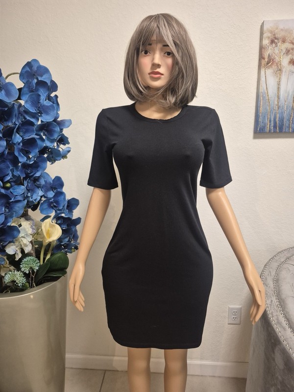 Old Navy Black Bodycon Dress Women’s Size M Short Sleeve Stretch Mini Dress