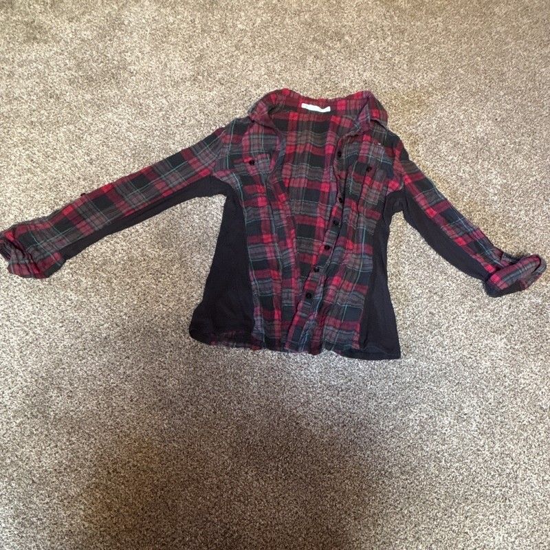 Maurices Women’s M Red Black Plaid Flannel Button-Up Long Sleeve Collared