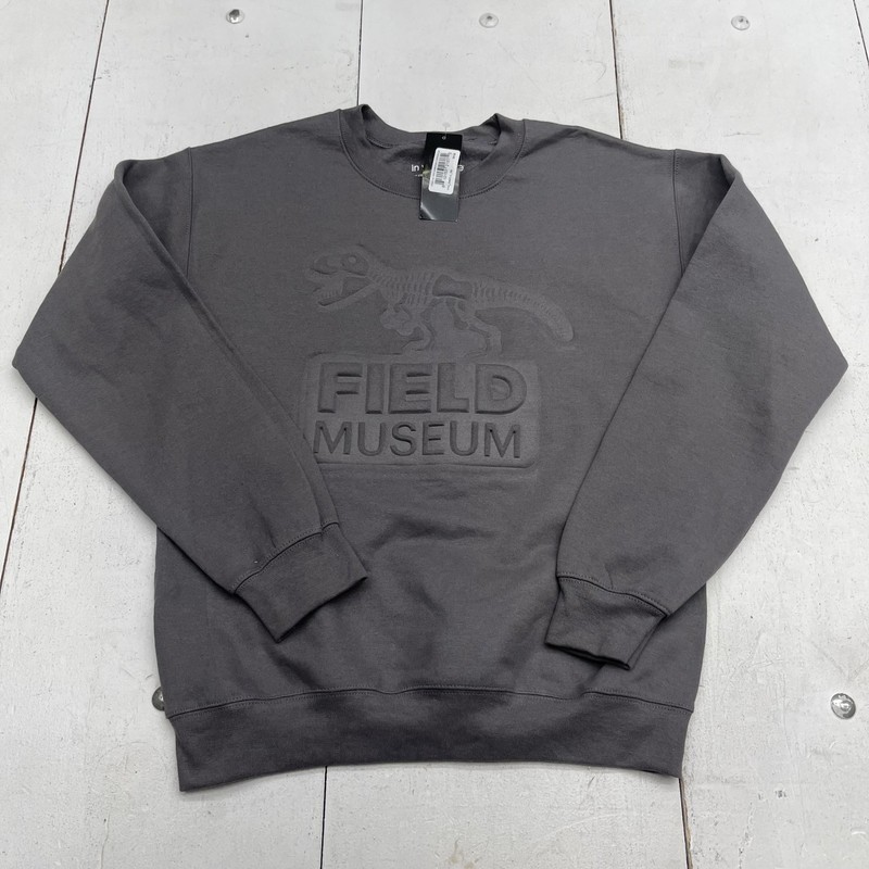 Field Museum In Your Face Apparel Sweatshirt Mens Small Gray Embossed Dino