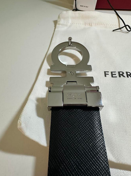 ADJUSTABLE RED TO BLACK LEATHER SALVATORE FERRAGAMO BELT WITH SILVER BUCKLE gallery