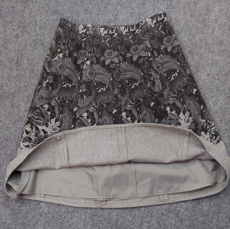 Talbots Wool Skirt Womens 6 Gray Black Floral Peacock Feather A Line Lined Zip gallery