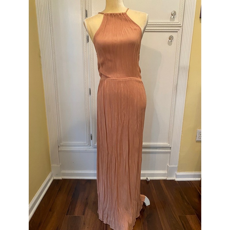Forever 21 Womens Terracotta Crinkle Halter Neck Maxi Dress Size Medium