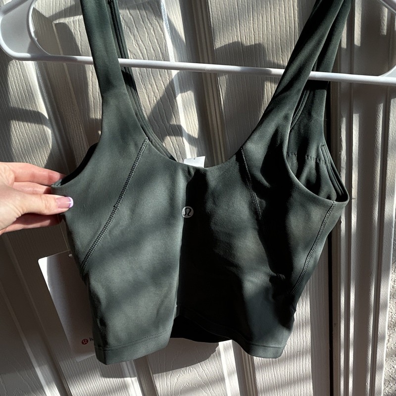 lululemon Align Tank Size 2 Green V-Neck Cropped Built-In Bra Stretch gallery