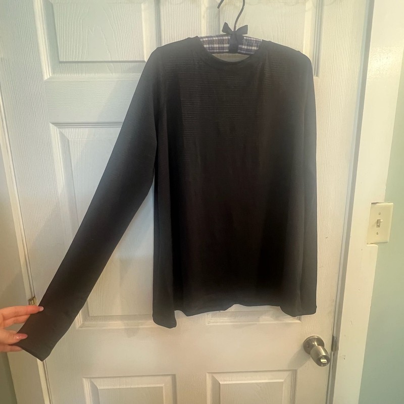 Mono B Black Sheer Mesh Keyhole Back Long Sleeve Top Size S A Line Oversize