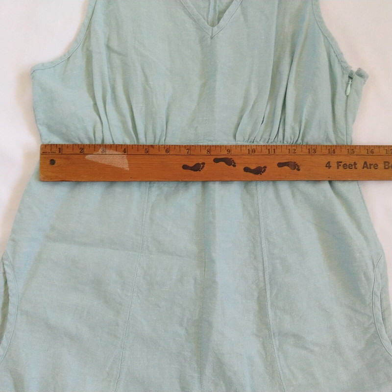 Freedom Trail by Kyodan Linen Blend Midi Dress Size M Mint Green Pockets gallery