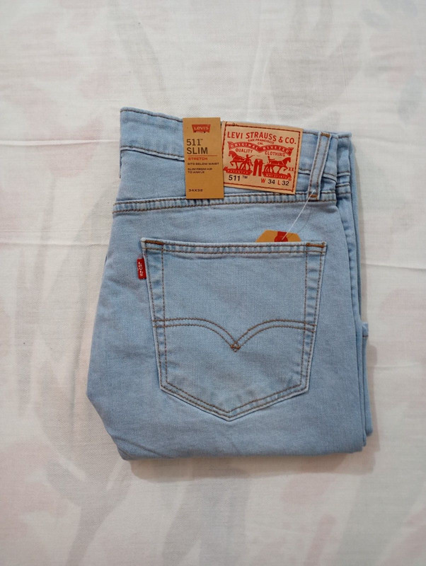 Levi’s 511 Men’s Slim Fit Light Blue Stretch Jeans Denim New with Tags All Sizes