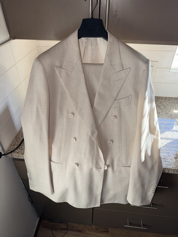 Suitsupply Beige/Sand Pure Wool TDouble-Breasted 2-Piece Suit Size 54EU/44US
