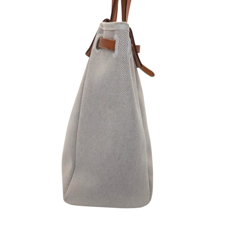 Hermes Vintage Natural Toile and Vache Calfskin Leather Herbag Cabas gallery