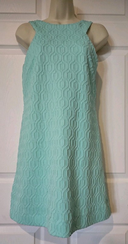Lilly Pulitzer Seafoam Green/Silver Metallic Textured Sleeveless Dress Sz S