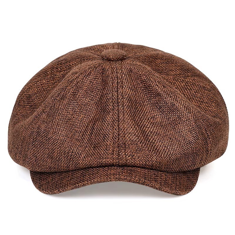 Brown Vintage Newsboy Cap Gatsby Hat Classic 8 Panel Flat Ivy Cabbie Driver Cap gallery