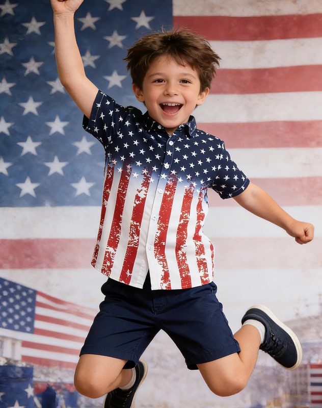 3t 4t Kids American Flag Shirts Toddler Boys USA Button Up Patriotic Shirt fo... gallery