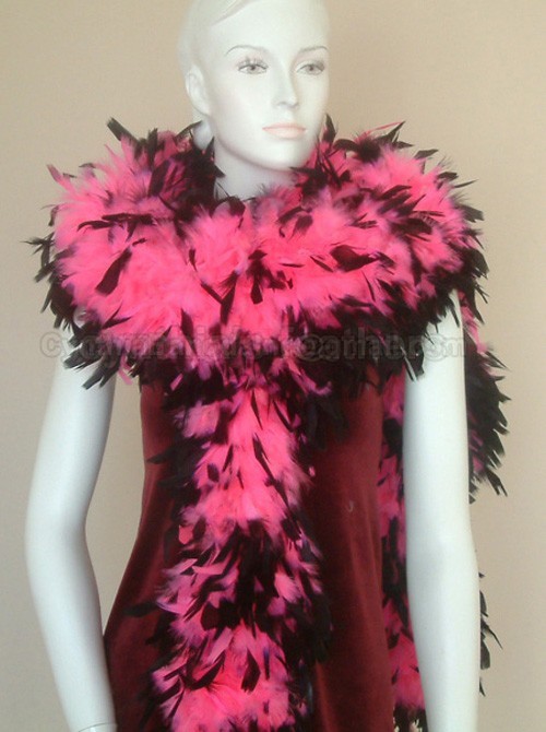Hot Pink w/ Black Tips 180 Grams Chandelle Feather Boa Dance Party Halloween