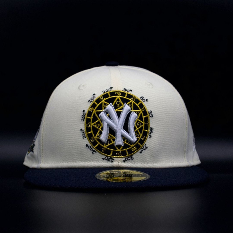 New York Yankees White and Navy Compass 75th Anniversary Grey Brim 59FIFTY Hat