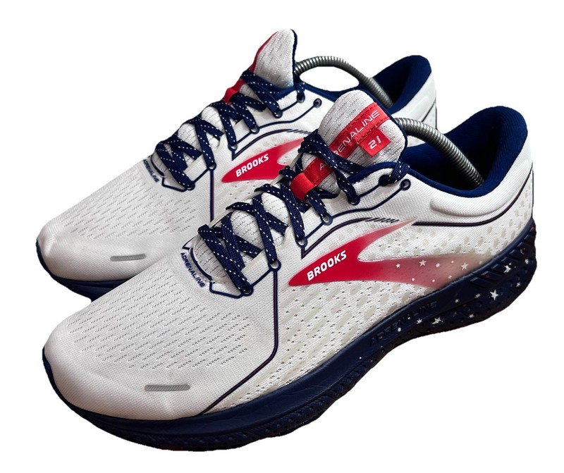 Brooks Adrenaline GTS 21 Shoes M10 W11.5 White USA Stars Stripes 1203291B166