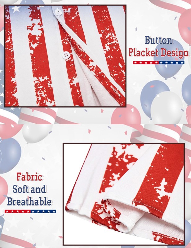 3t 4t Kids American Flag Shirts Toddler Boys USA Button Up Patriotic Shirt fo... gallery