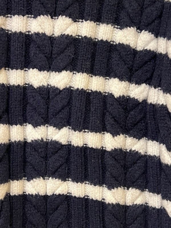 Philosophy Cable Sweater Blue White Striped Women's S/P Coastal Preppy Nautical gallery