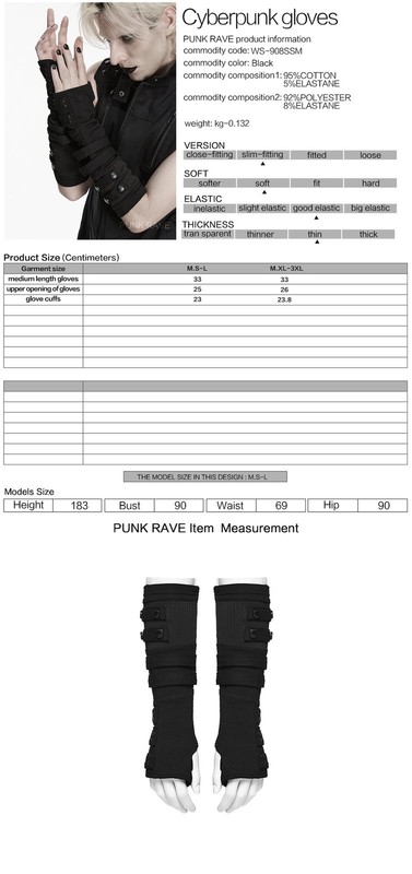 Punk Rave Men Black Goth Cyberpunk Rivets Gloves Steampunk Long Cuff Arm Warmer gallery