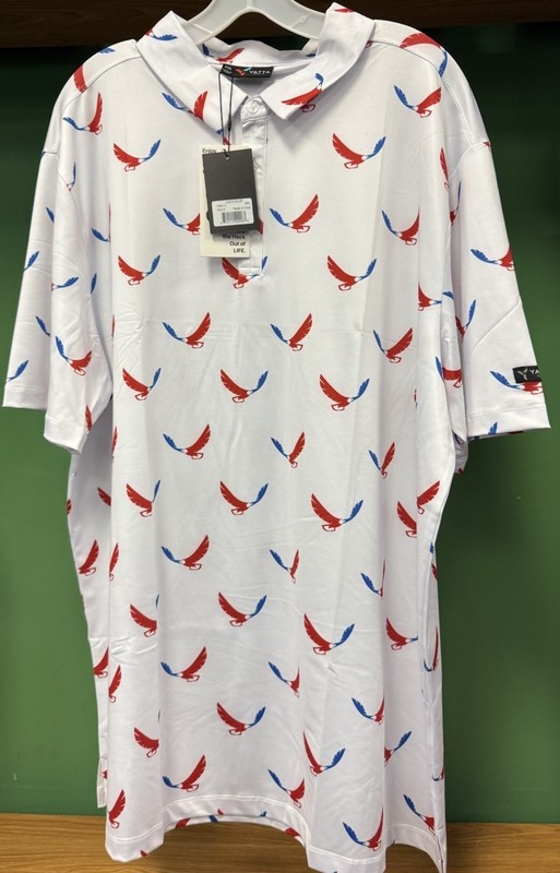 Yatta Golf Polo Shirt Mens Red White Blue New With Tags! Patriotic Themed
