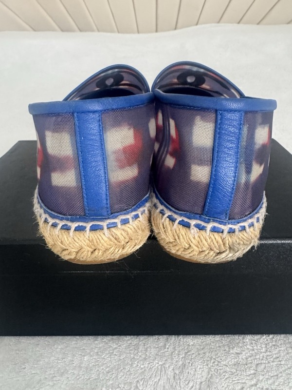 Auth CHANEL Espadrilles G29762 Blue Red White Chemical Fiber Leather Shoes 39 gallery