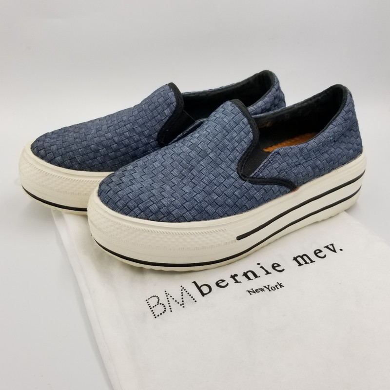 Bernie Mev Blue Woven Elastic Platform Slip-On Sneakers US 8 (EU 38)