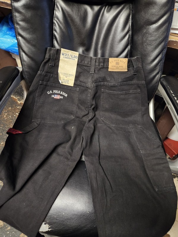 U.S. Polo Assn. Men’s Carpenter Dark Wash Black Denim Jeans 5-Pocket Logo NWT