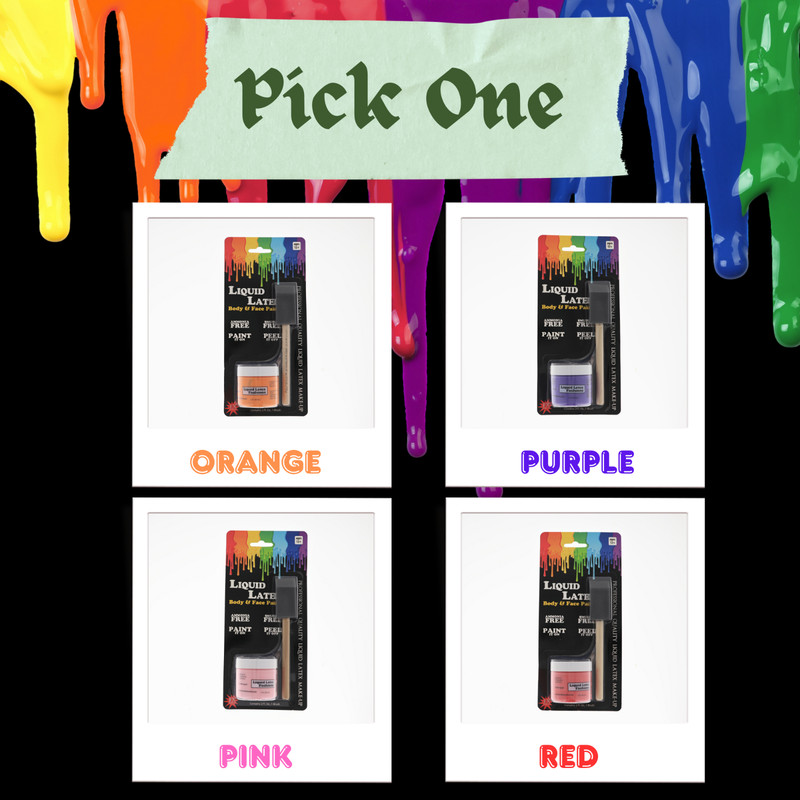 2fl oz Liquid Latex + Application Brush Bundle — Purple • Red • Orange • Pink