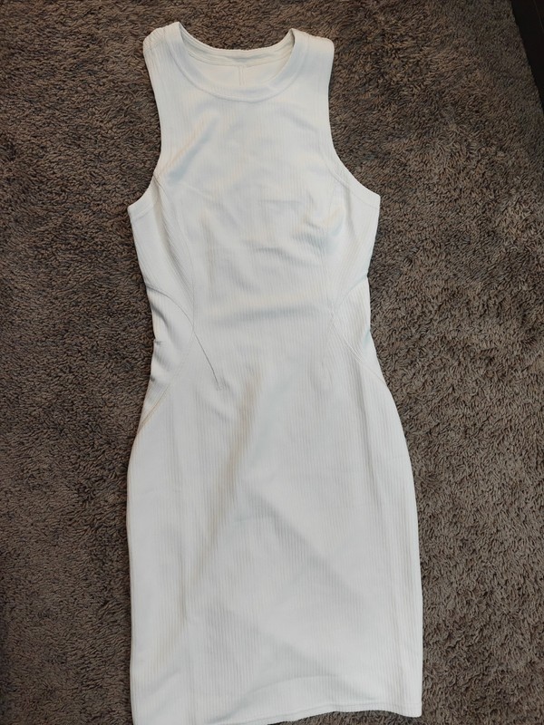 Lululemon Ribbed Softstreme SlimFit Tank Dress Light Ivory Sleeveless sz0 NWOT gallery