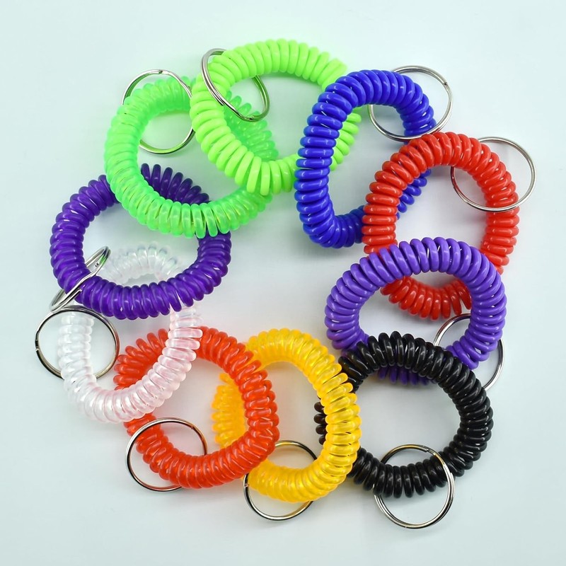 1pc Random Wristlet Keychain Stretchable Plastic Spiral Coil Bracelet Wrist gallery
