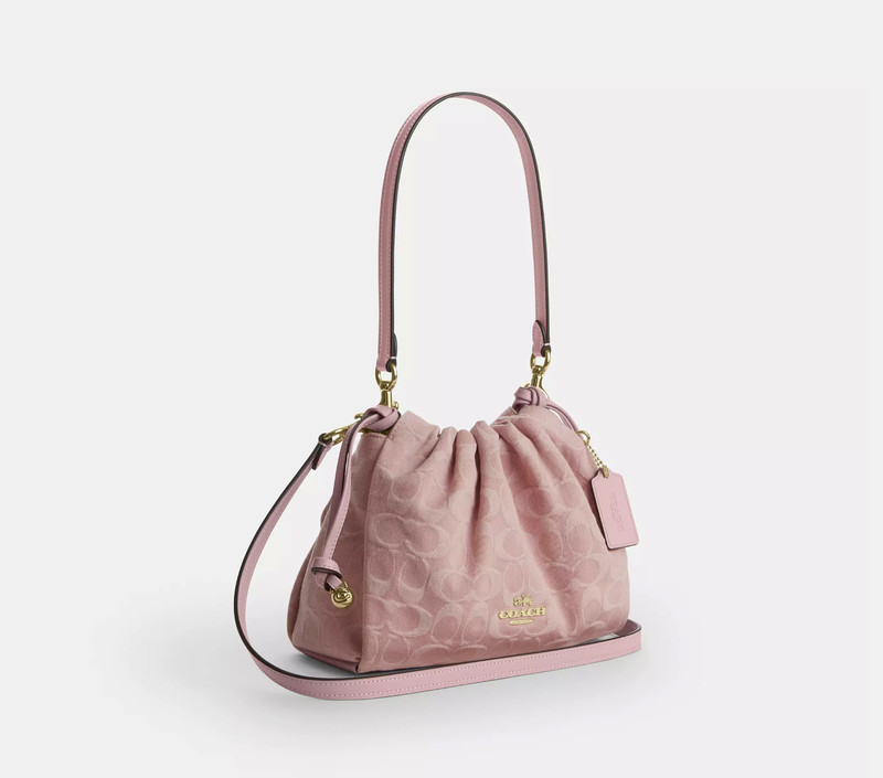 COACH Faye Drawstring Bag Signature Denim Light Pink CFD03 IMNH1 New Authenthic gallery