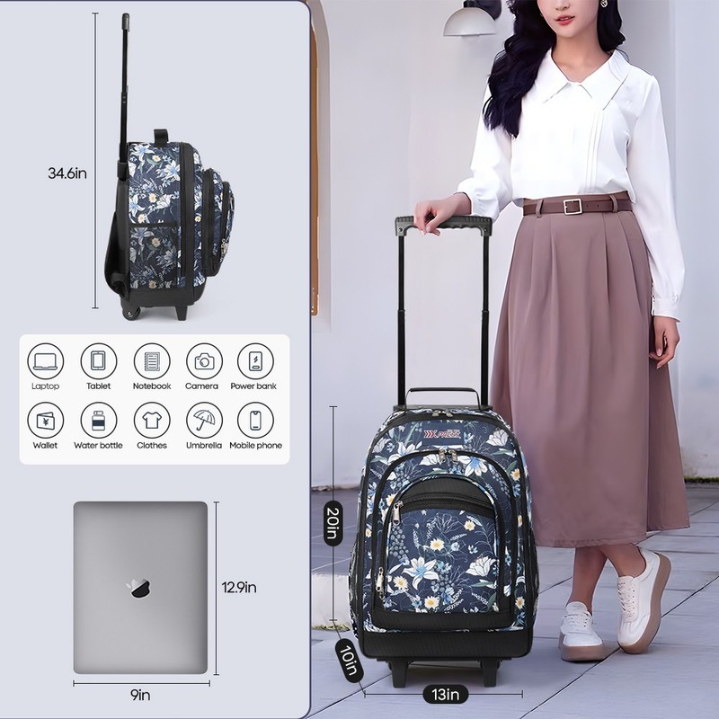 2 In 1 Carry On Travel Backpack 20" Rolling Backpack With Wheel & Handle gallery