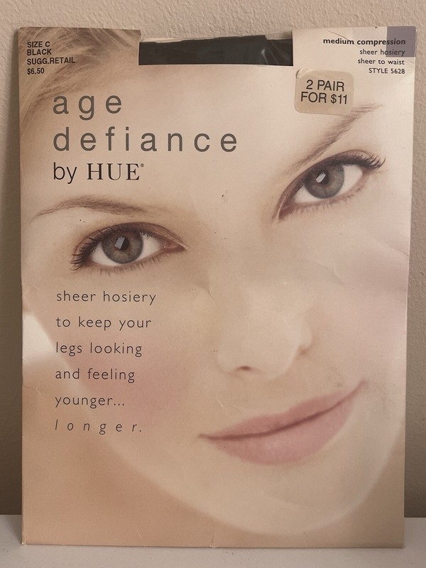 Age Defiance By Hue Medium Compression Sheer Hosiery Sheer To Waist Style 5628 C