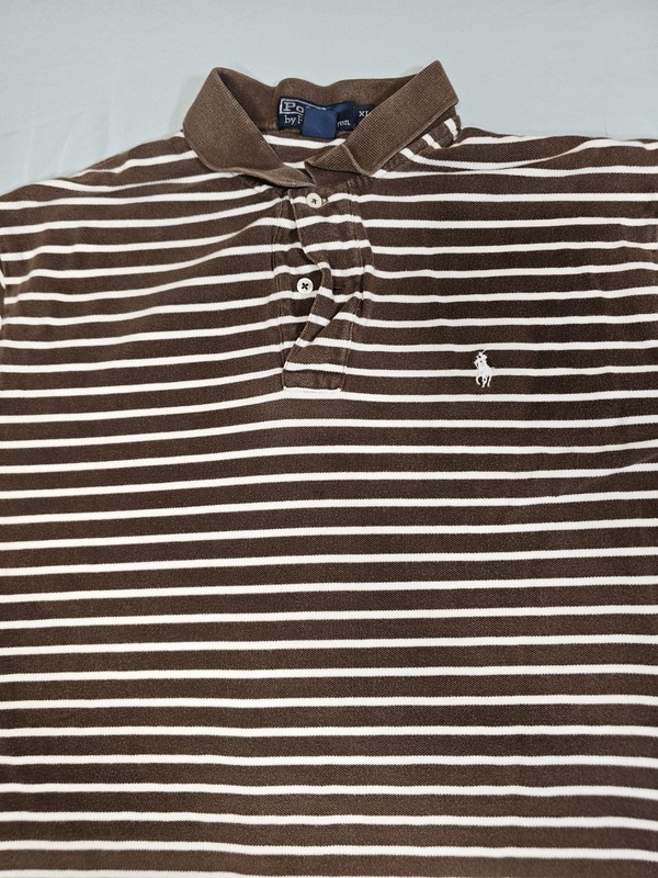 Polo Ralph Lauren Men’s XL Brown White Striped Polo Shirt