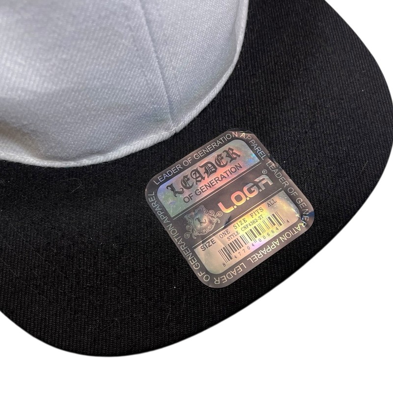 L.O.G.A. OS White Black Snapback Hat Flat Brim Two Tone Streetwear Hip Hop Urban gallery