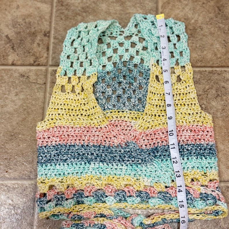 Handmade Crochet Halter Top Pastel Striped Boho Festival Crop XS S gallery